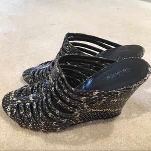 Calvin Klein snake caged wedges